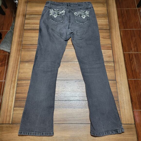 Roz & Ali Black Straight Denim Jeans w/ Pocket Bling - Size 10 - Picture 3 of 7